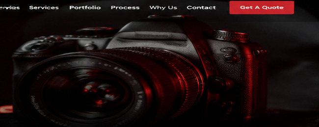 Professional camera in a dark studio